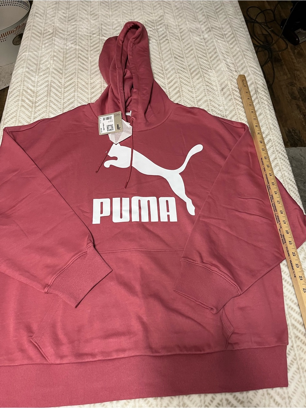 Puma Womens 2XL Hoodie in Rosewood with White Logo